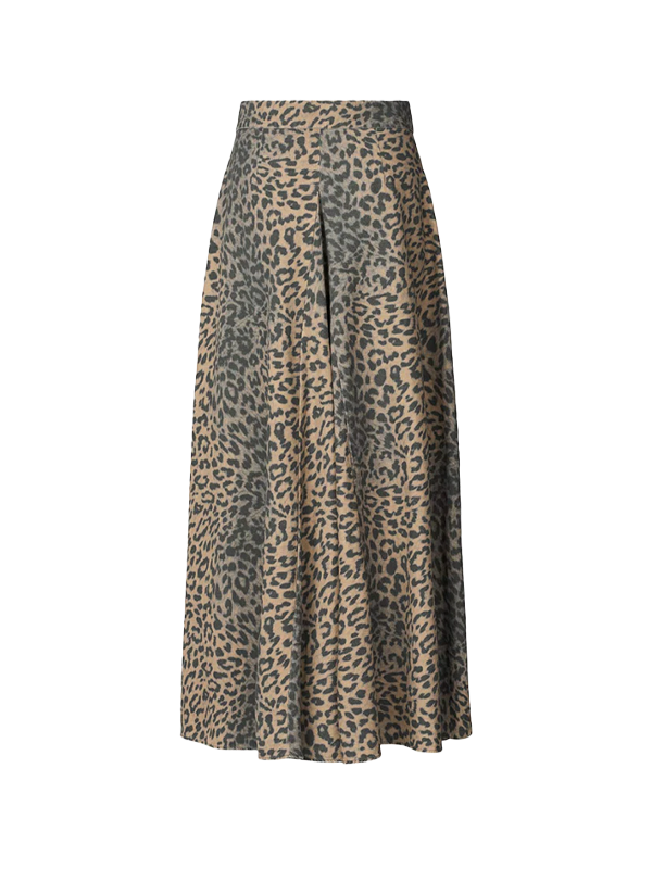 ALLSAINTS <br> NATJA LEOPARD PRINT BUTTON SKIRT